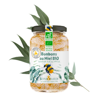 Montrer le produit : bonbons au miel bio saveur eucalyptus.
